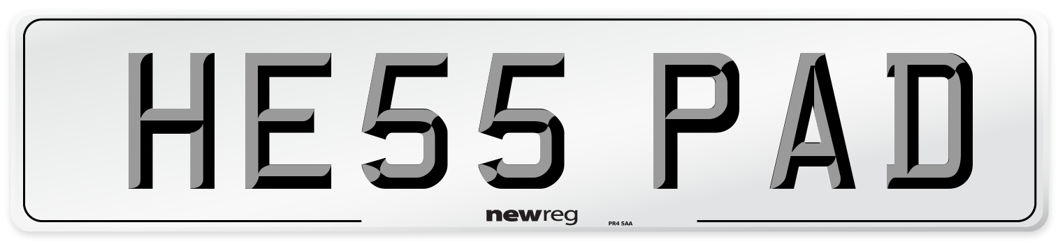 HE55 PAD Number Plate from New Reg
